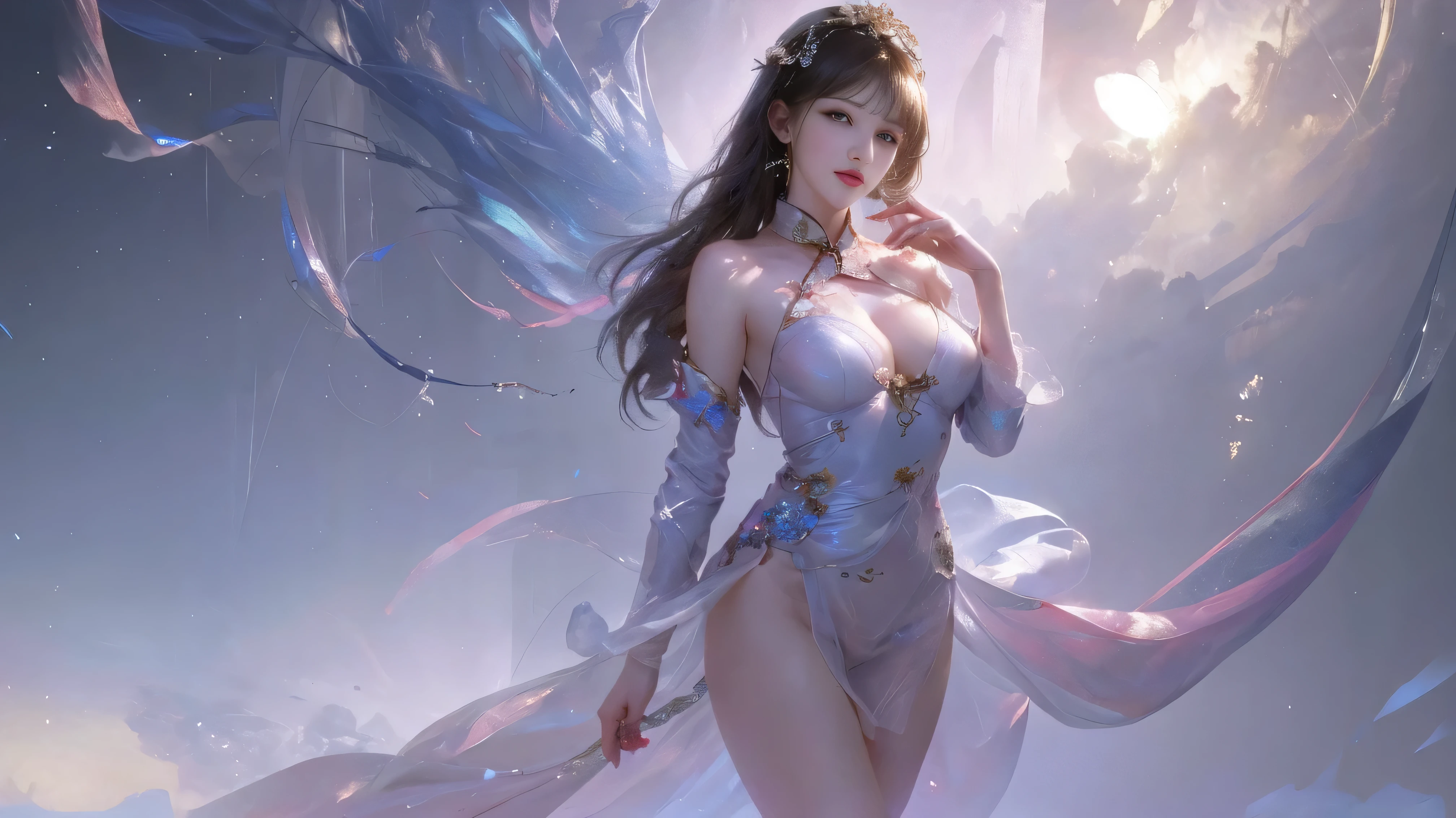 masterpiece,(best quality:1.3),Ultra-high resolution,RAW photos,Delicate skin,Beautiful Lights,(Practical, photo-Practical:1.4),1 Girl,cheongsam,very beautiful and cute face, Long legs, Perfect body
