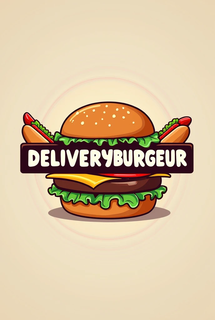 A logo with the name Deliveryburguer and a hamburger and hot dog on the side

