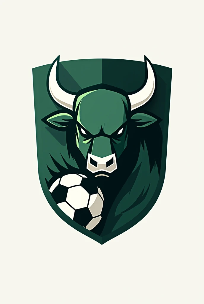 minimalist Football club logo named Reapers Football Club EST 2024 with bull and soccer ball and color green, black and white combination