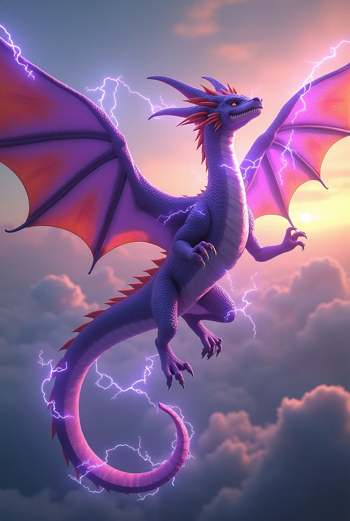 A realistic purple lightning dragon with indian flag which is blending for independence day with written Bliss on bottom