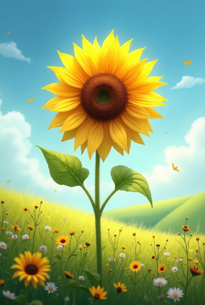 The wind blowing a sunflower
