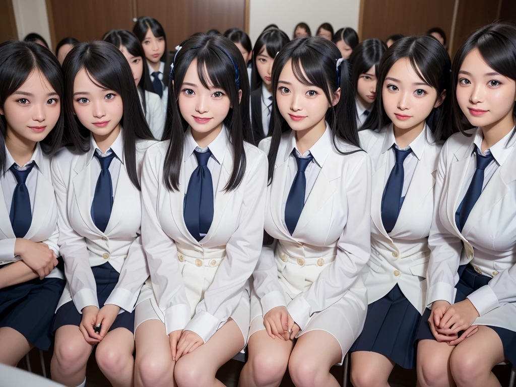 (((clone girls Real art, Highest quality, Ultra-high resolution, Realistic, RAW Photos, 8k, Real photograph: 1.6))), (((日本人high school girl, 16yo))) , Beautiful detailed, Beautiful Face, cute, (((smile: 1.85))), Japanese beautiful skin, (((Black Hair, Semi-long hair))), (((Summer Girls' School Uniform))), (((White shirt, Blue check mini skirt))), (((Big Breasts: 1.6))), Super Real, Soft Light, ((((((((Extremely detailed depiction, 一人のhigh school girl, clone girls)))))))), (((((6+girls: 1.99))))), (((((high school girl, Very detailed, perfect identical faces, Perfect identical height, Perfect matching outfit, Perfect matching hairstyle, 完璧な同じBig Breasts: 1.99))))), (((100人のhigh school girl: 1.8))), (((high school girlのみ))), ((((100人high school girlに囲まれる)))), ((10,000 people, 数百万人のhigh school girlが集まる)), ((extensiive, congestion, Intensive)), (((((wide and top view)))))