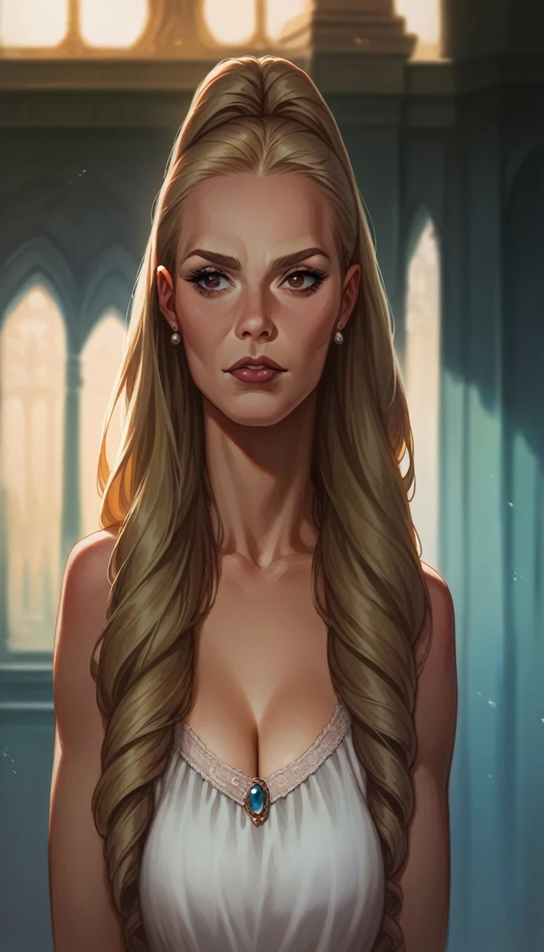 Une femme MILF chatin latine de 20 ans avec (((huge fake tits))) photographed from the side, Elle se détend dans la cuisine sans s'en rendre compte, (Elle ne regarde pas la caméra), Brown eyes, (long blonde hair), realistic and Detailed face, lovely woman, Detailed face, head of'artwork, style trentenaire, Magnificent 8k ultra detailed and realistic model, hourglass body, Elle porte un short en jean micro et un tout petit, T-shirt ample.., sexly, Photorealistic.