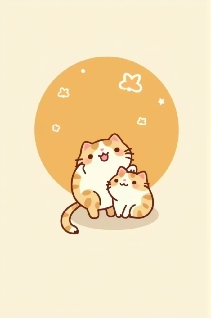 Make a logo for a candy company, that has a caramel sun and two cats, draw in Japanese style, but simple. 