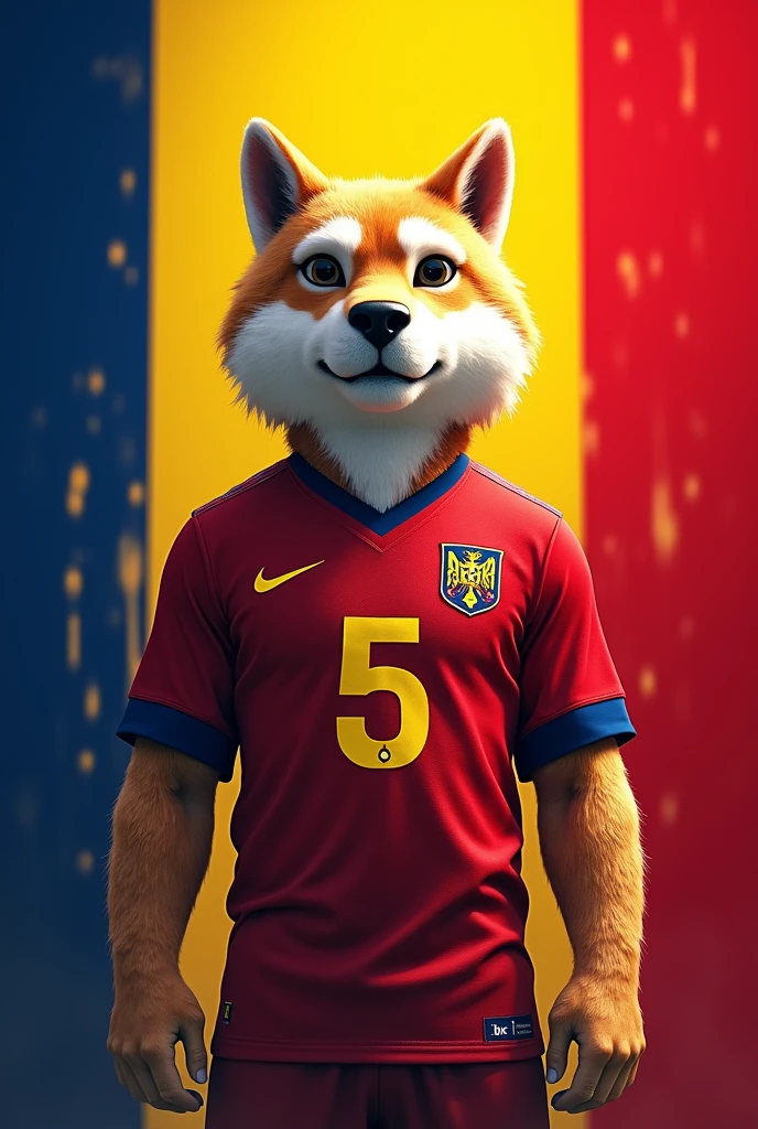 I wanted to create the image of the Romanian flag symbolizing cleanliness with the official mascot of the Romanian national team wearing the shirt with the number 5S