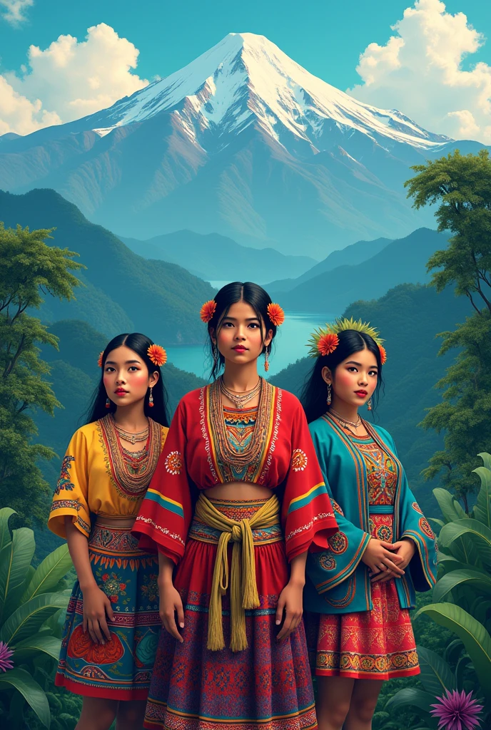 Poster about coastal clothing,mountains and amazon of ecuador