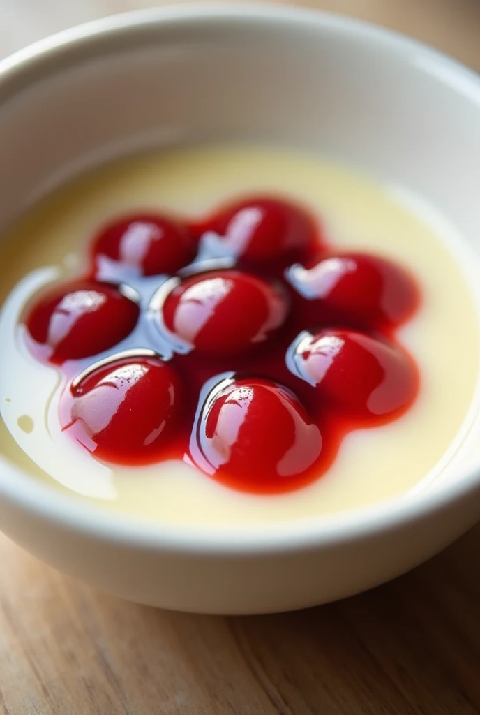 Pudding with red beans on top