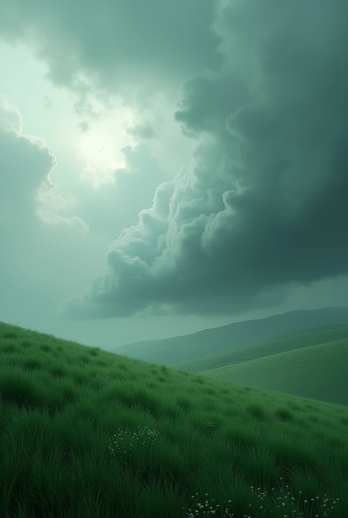 Eerie clouds over grass