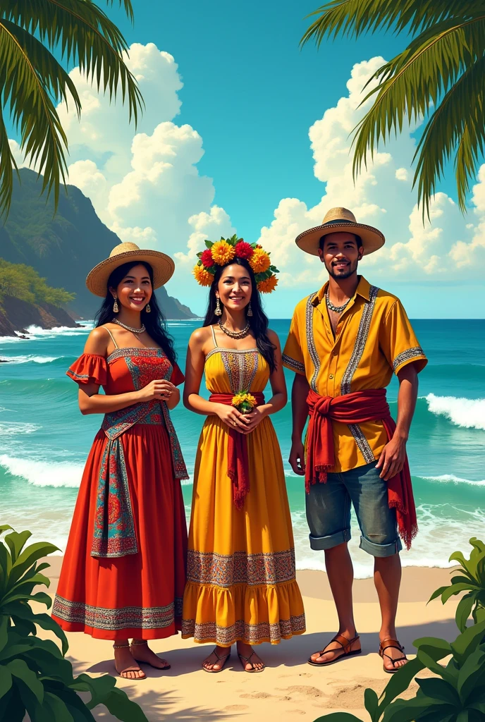 Poster about women's and men's clothing on the coast of Ecuador