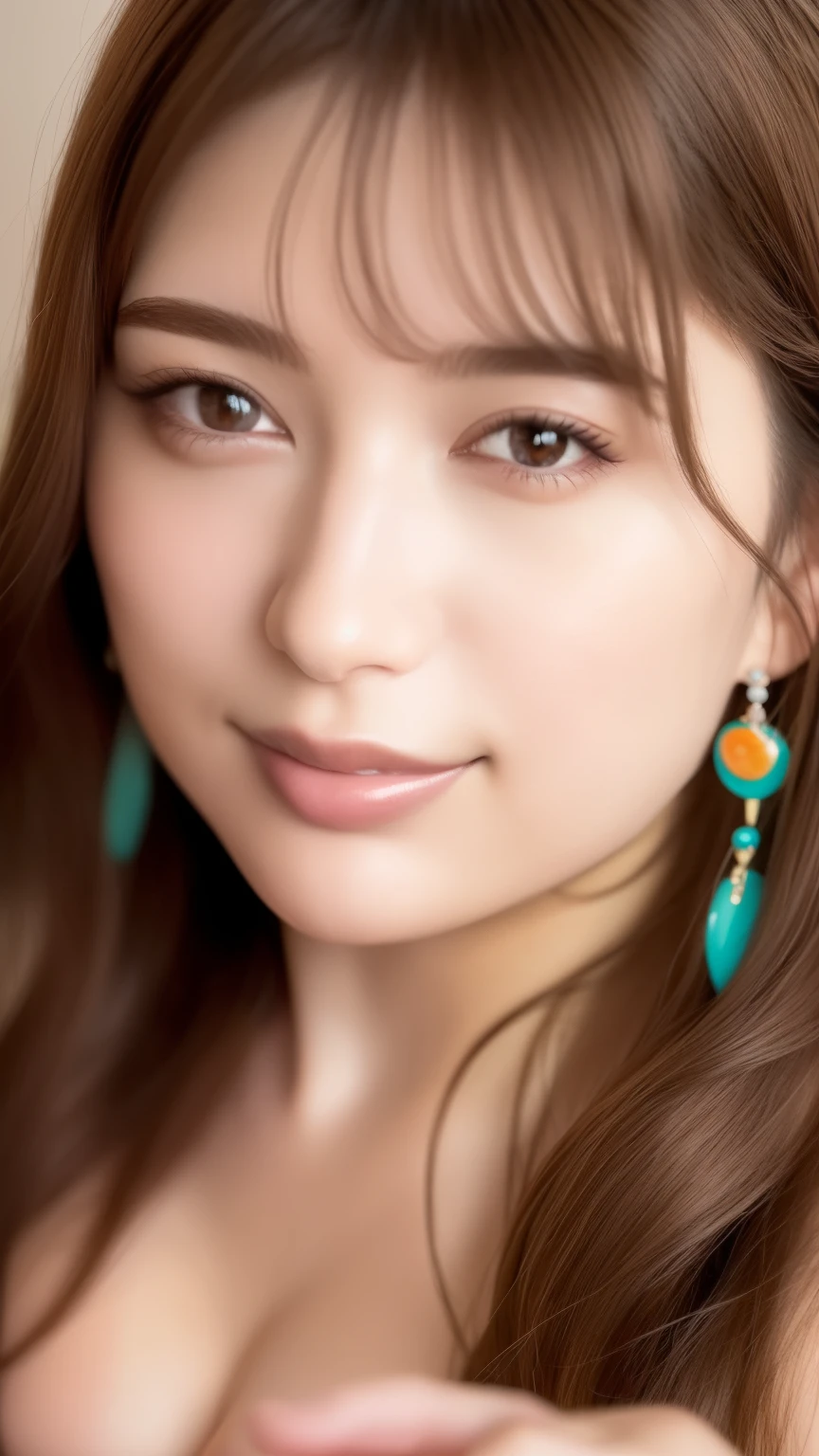 (Highest quality、8k、Award-winning works、Ultra-high resolution)、One beautiful woman、(The perfect and most natural red long sleeve casual sweatshirt:1.1)、(blonde:1.1)、Bright color contacts、Perfect Makeup、Bright and shiny lipstick、(Very heavy makeup:1.2)、(Deep pink around the eyes:1.1)、Beautiful bright eyeshadow、Heavy makeup around the eyes、(Big :1.2)、very long wavy hair、(Romantic affection:1.1)、私を見た時のThe best smile、(Many of them emphasize the body line...:1.1)、(Strongly blurred vibrant Harajuku city background:1.1)、(Strongly blurred background:1.1)、Accurate anatomy、Ultra HD Hair、(Ultra-high resolutionの完璧な美しい歯:1.1)、Ultra-high definition beauty face、Ultra HD Hair、Ultra HD Shining Eyes、輝くUltra-high resolutionの美肌、Ultra-high resolutionの艶やかな唇, Very detailed, close your eyes, Nose and mouth,Face Focus, Extreme close up of face、 Symmetrical face,Realistic nostrils、The best smile, Shiny lips with noticeable lip wrinkles,Perfect Lips ,Earrings