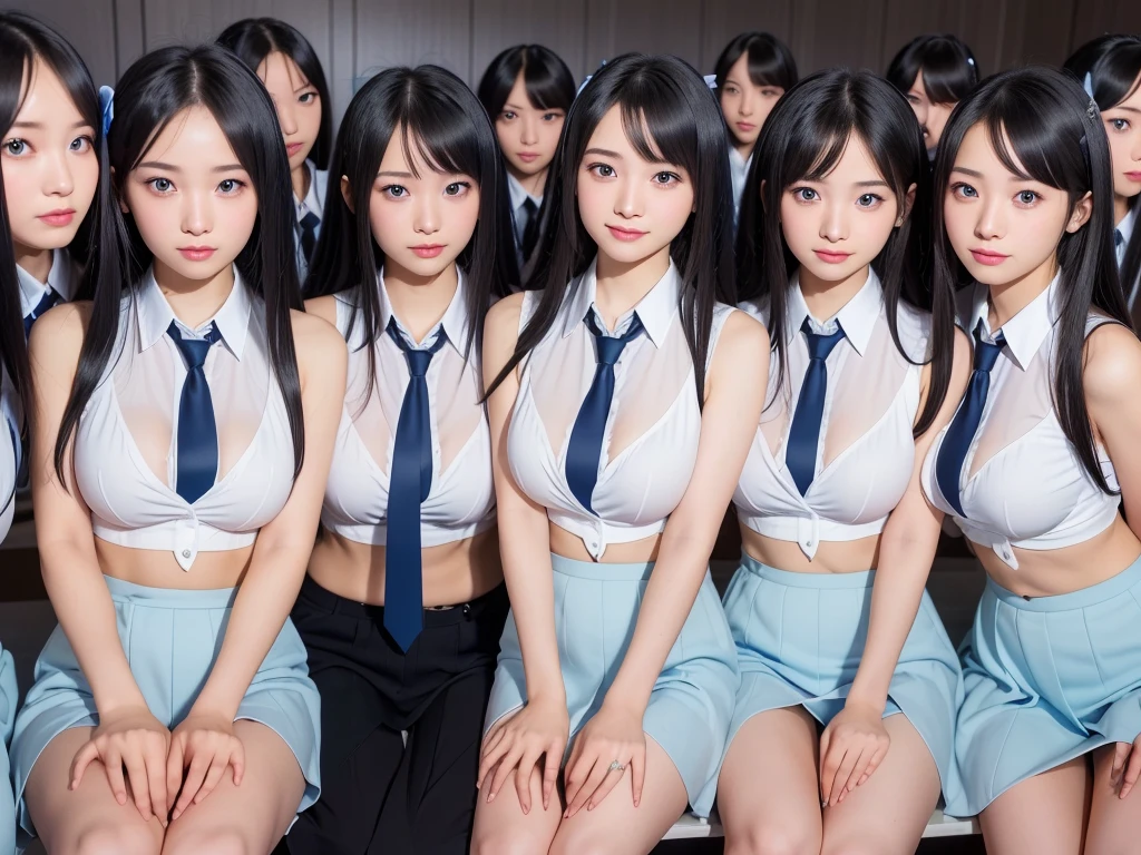 (((clone girls Real art, Highest quality, Ultra-high resolution, Realistic, RAW Photos, 8k, Real photograph: 1.6))), (((日本人high school girl, **yo))) , Beautiful detailed, Beautiful Face, cute, (((smile: 1.85))), Japanese beautiful skin, (((Black Hair, Semi-long hair))), (((Summer Girls' School Uniform))), (((White shirt, Blue check mini skirt))), (((Big Breasts: 1.6))), Super Real, Soft Light, ((((((((Extremely detailed depiction, 一人のhigh school girl, clone girls)))))))), (((((6+girls: 1.99))))), (((((high school girl, Very detailed, perfect identical faces, Perfect identical height, Perfect matching outfit, Perfect matching hairstyle, 完璧な同じBig Breasts: 1.99))))), (((100人のhigh school girl: 1.8))), (((high school girlのみ))), ((((100人high school girlに囲まれる)))), ((10,000 people, 数百万人のhigh school girlが集まる)), ((extensiive, congestion, Intensive)), (((((wide and top view)))))