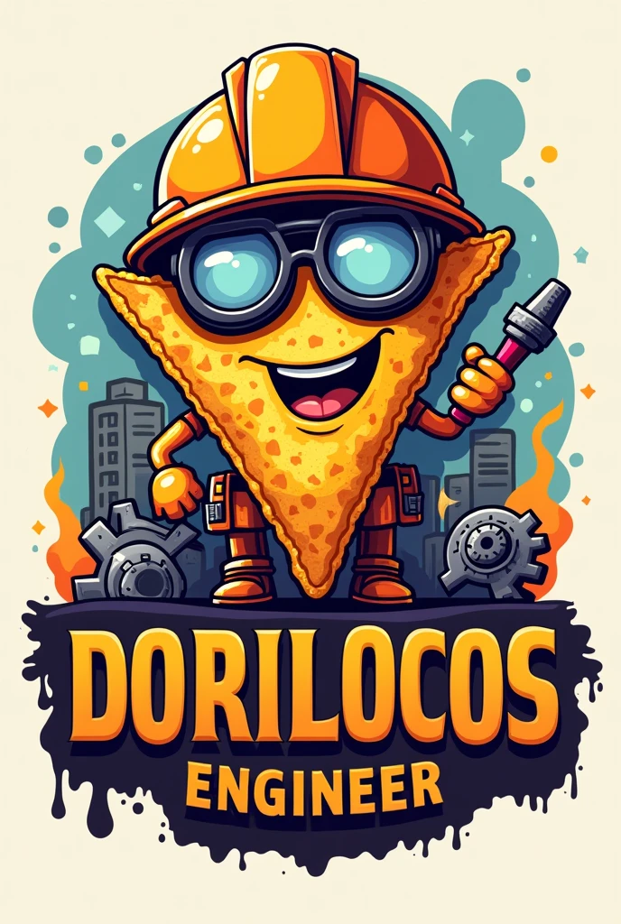 Could you create a logo for a dorilocos stand where a Dorito is an engineer? 