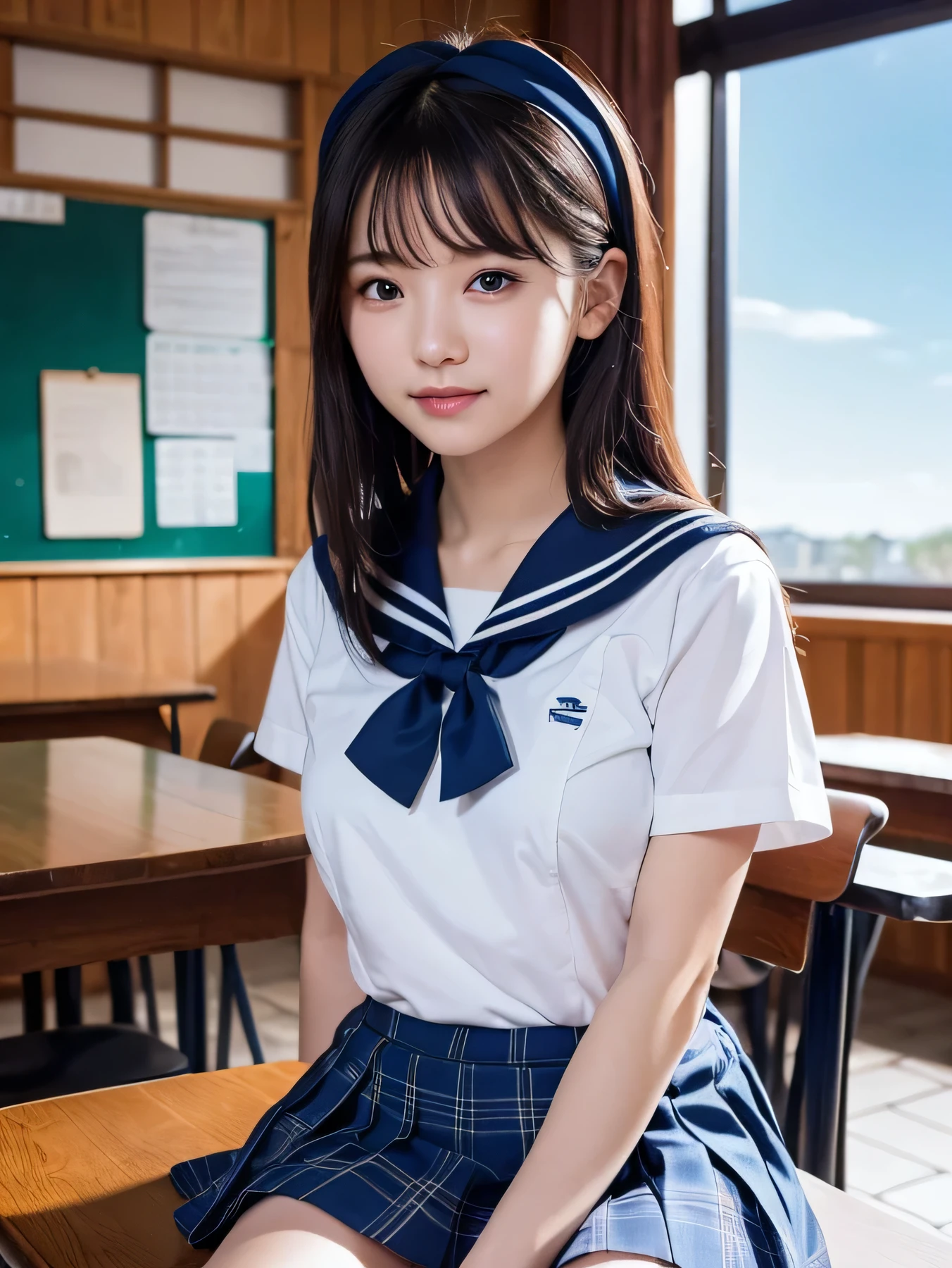 (masterpiece:1.3, best quality, ultra high resolution, very detailed), beautiful illustrations, perfect lighting, fancy, depth of written boundaries, beautiful and delicate hair, A face with beautiful details, beautiful details, beautiful collarbone, beautiful body, beautiful breasts, beautiful thighs, beautiful feet, beautiful fingers, View viewers, 1 girl, Japanese, middle school girl, perfect face, (complete anatomy, anatomically correct), cute and symmetrical face, baby face, glowing skin, Sky blue 단발머리, asymmetrical bangs, blue eyes, long eyelashes, (), thin, ((Sky blue 반소매 , Sky blue 세일러복, white plaid pleated skirt, sailor uniform)), thin, No panties, (beautiful sight), Sunsets, classroom, school, stand, (cute smile, gaze upward, shameful expression), (Semen splattered on vagina), There is sperm on your clothes, 아름다운 Sky blue 단발머리, chest concentration, Super cute, very beautiful,beautiful background,realistic background,realistic photo,Very detailed,short , short 의상, Semen splattered on the chest area, shameful face, being violated, Sexy, only looking at me, Extend your arms towards the viewer, Vagina is wide open, There is no conspiracy, quite erotic, blue archive arona, , blue , Sky blue , Sky blue 세일러복, blue sailor suit, student uniform, white ribbon headband, blue eyes동자, glowing skin, Suitable body for ,17 year old girl, Baby skin