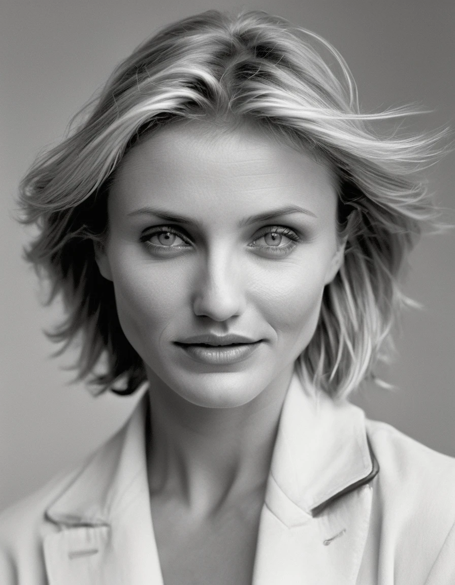 young Cameron Diaz, (face portrait:1.5), dramatic light, (hyperrealism:1.2), (8K UHD:1.2), (photorealistic:1.2), shot with Canon EOS 5D Mark IV, detailed face photography by david hamilton, photorealistic, photography by sally mann, photography by Peter Lindbergh, photography by Sam Haskins, fill light, key light, rim light, sharp focus, studio lighting, soft light, soft focus