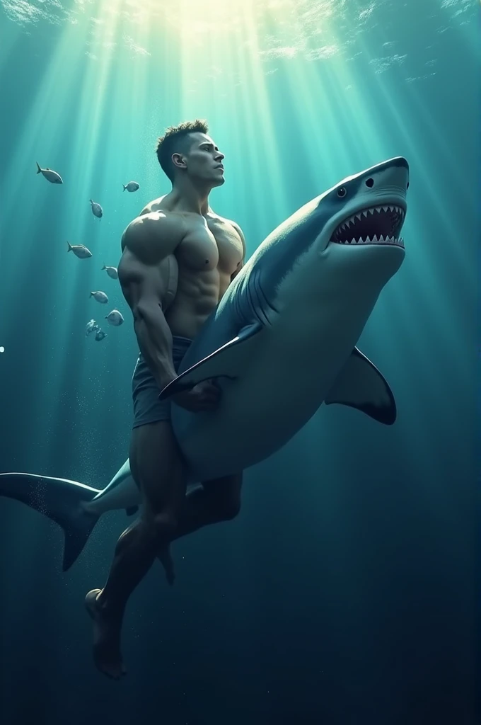 Shark with son bodybuilder