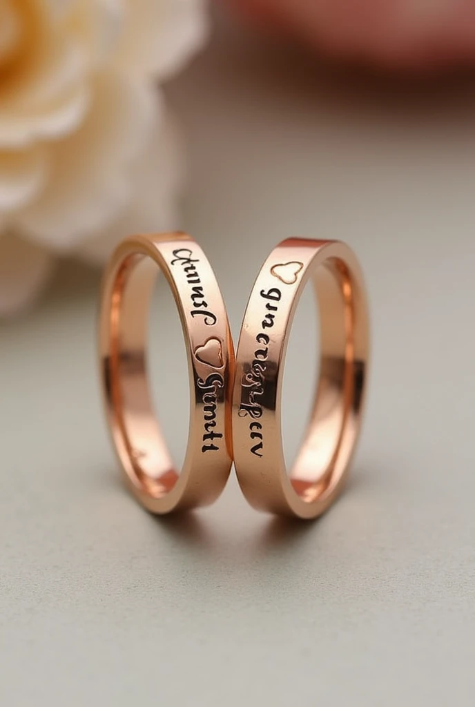 Creat a customized name couple ring with up and dpwn pattern 
Use name Ankita and sumit 
And use small little hearts instead of I dot