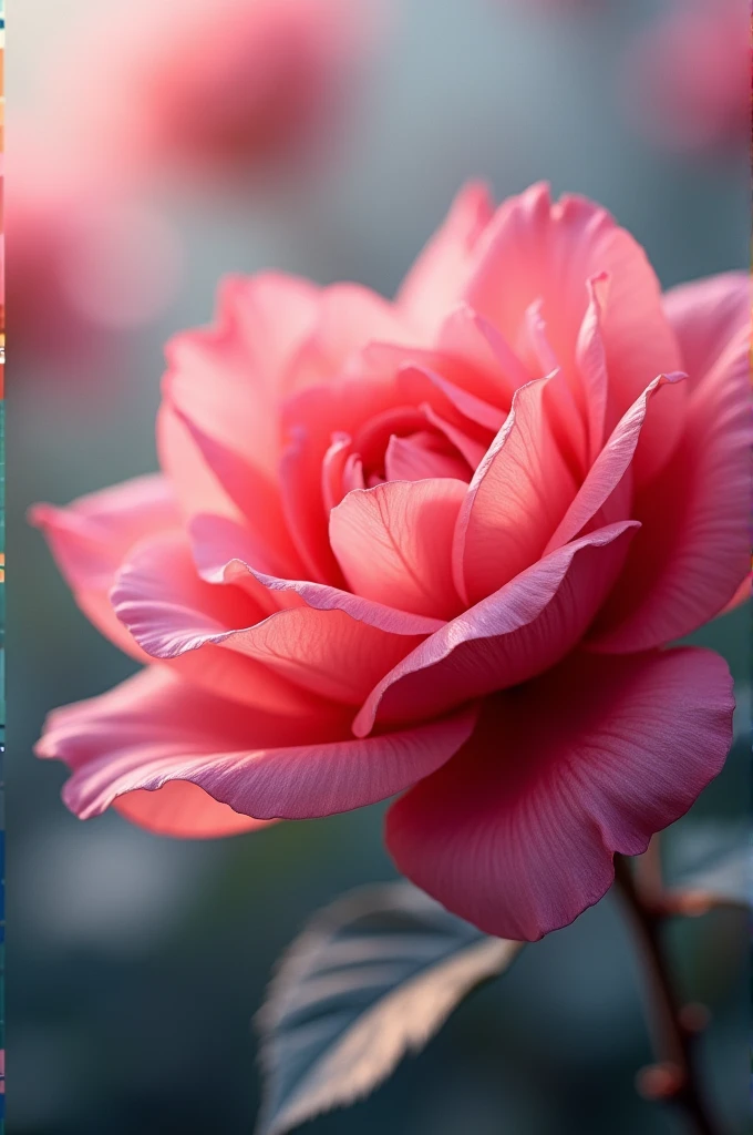 A close-up of a blooming flower, a gentle breeze swaying the petals.