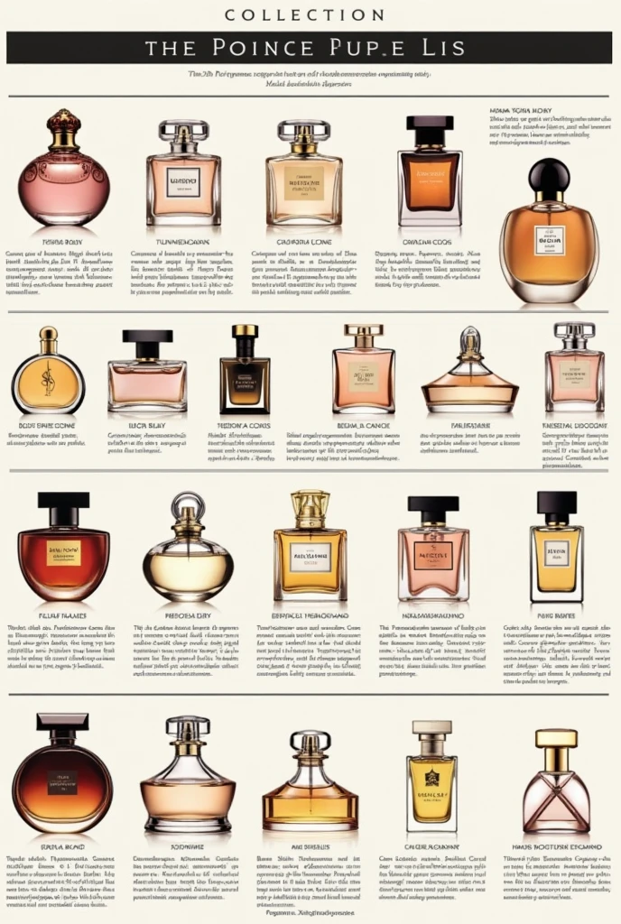 Price list of 30 perfumes with pictures and descriptions