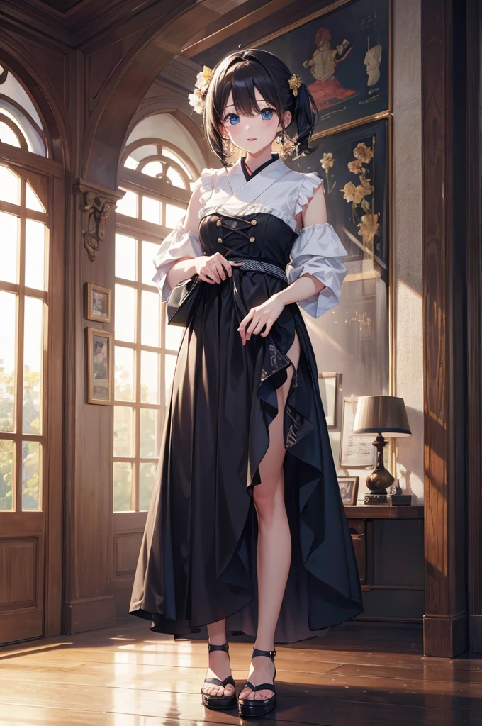 masterpiece、Highest quality、8k、（one person&#39;s、Japanese anime style、Cute and pretty）、whole body、My Room、Lovely bed、Cleavage、Armpit milk、Underboob、Erect and transparent nipples、Short white tank top、Sleep in bed、(Open your legs)++, A tiny white panty showing a vagina overflowing with love juice、(Open your legs)++、 Portrait、from the front、From below