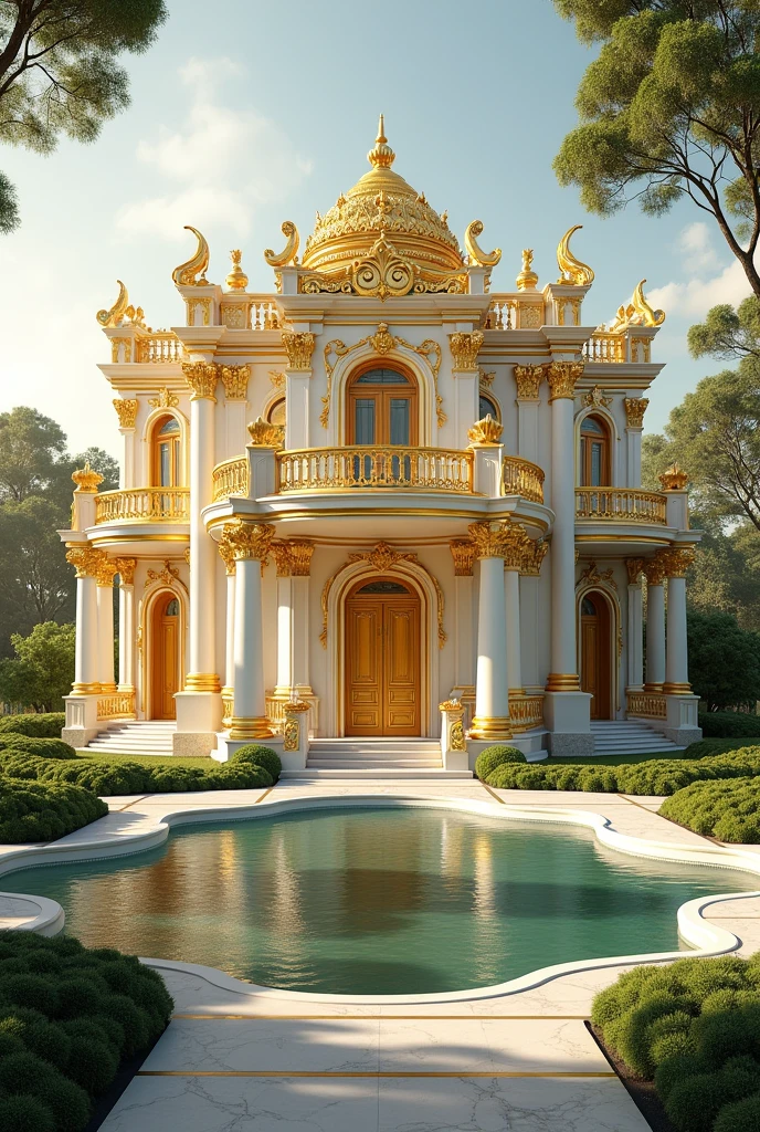 House of gold and white color with 