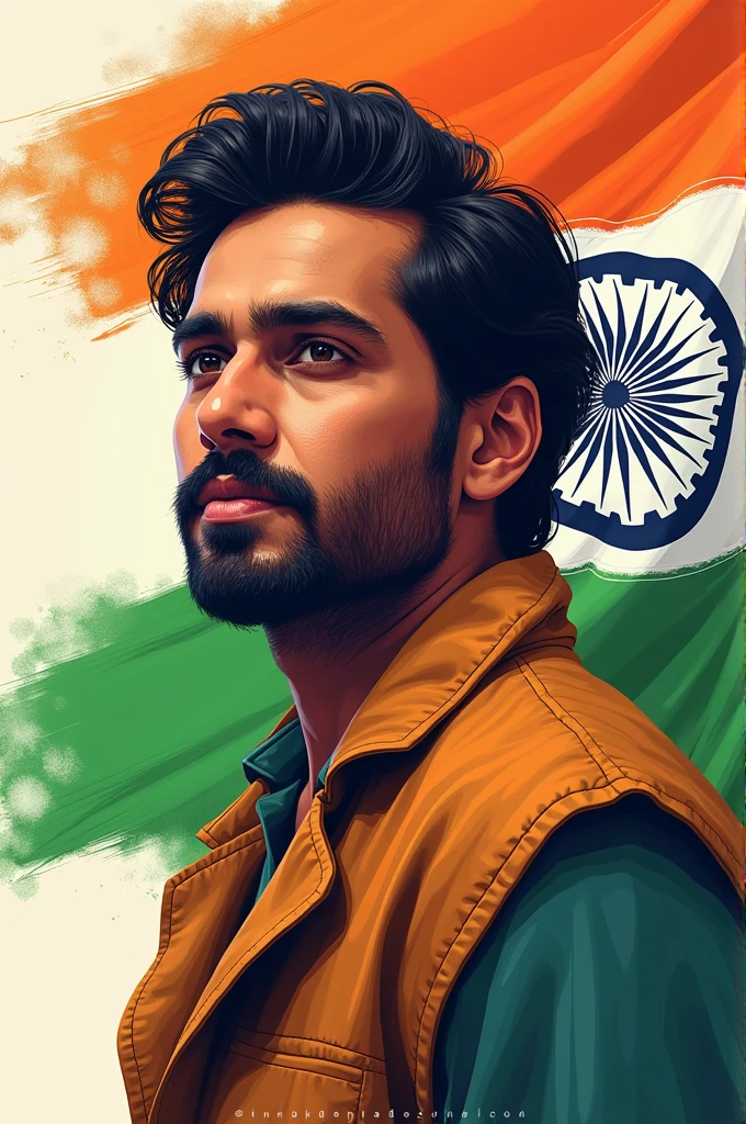 a vibrant digital illustration of "Ranbir Biswas", featuring a prominent display of the "15 August India flag" with the name "Ranbir Biswas" integrated creatively, patriotic, colorful, digital art, detailed, high resolution, front view, independence day celebration, Indian theme