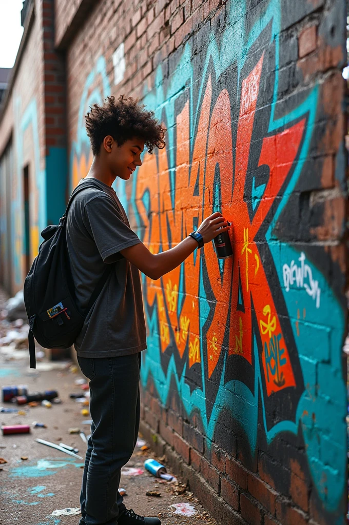 Student making graffiti 