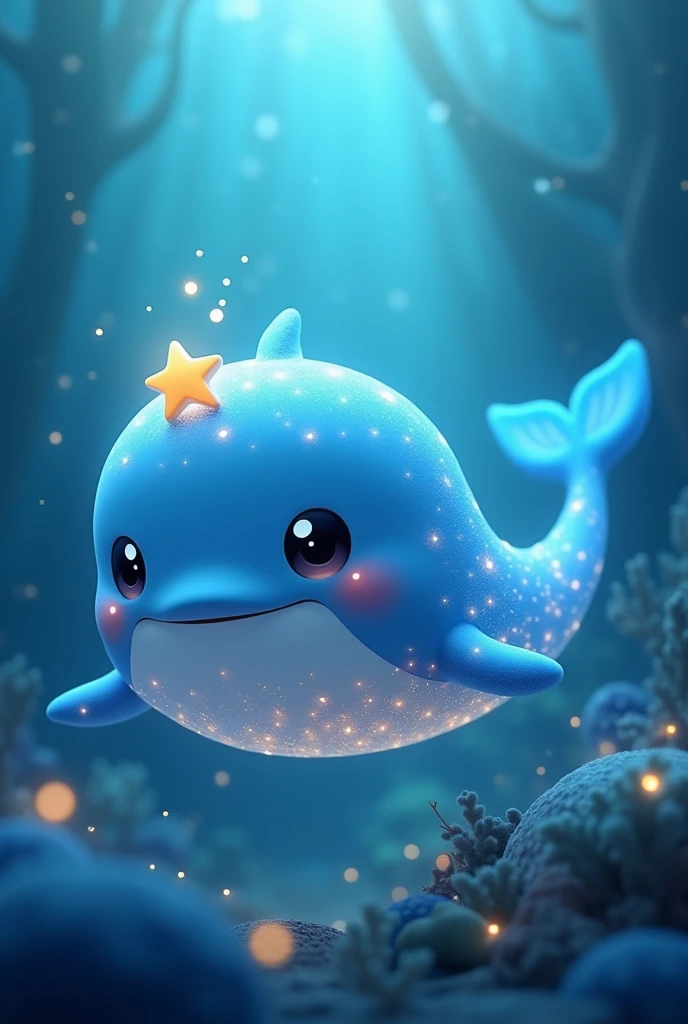 The mascot is a small, gentle blue whale with a warm and inviting appearance. Its body is adorned with glowing patterns that resemble stars or ocean waves. On its forehead, there’s a small, shining star, symbolizing hope. The Sea Hoper whale has a friendly smile and large, twinkling eyes that reflect dreams and aspirations.
