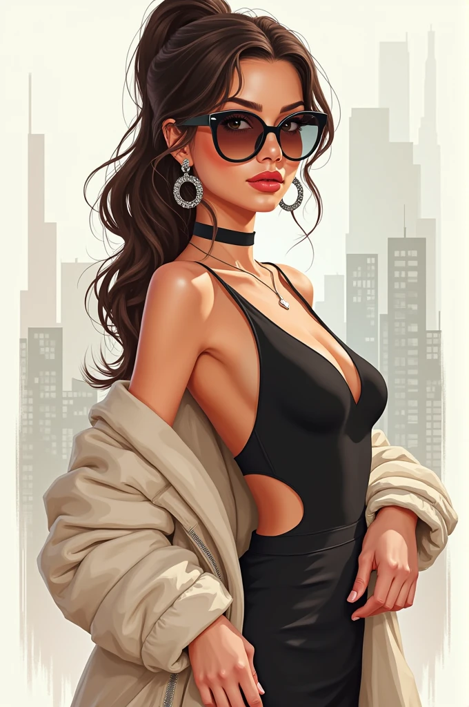 A drawing of a designer girl, influencer