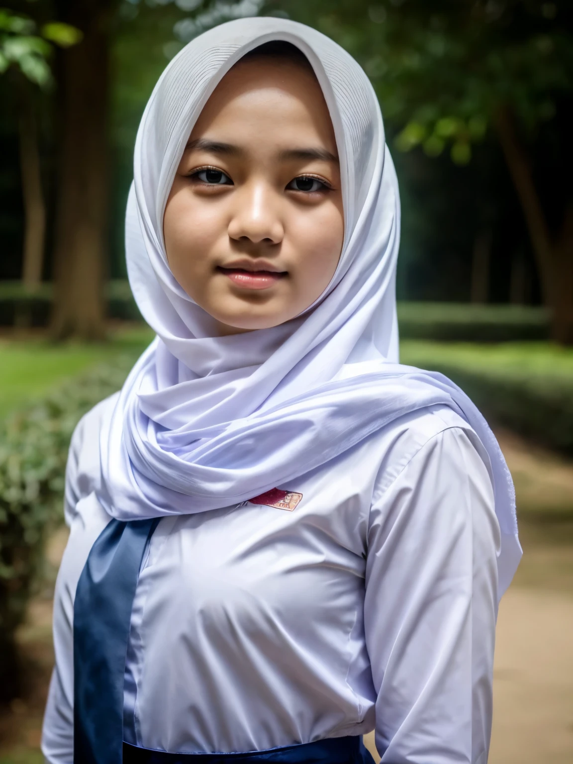 beautiful Indonesian High school girl , (white hijab), young, seragamsmahijab, school, waist up shot, realistic, photorealistic, photo-realistic:1.37, (best quality,8k,highres,masterpiece:1.2),ultra-detailed,HDR,UHD,studio lighting,extreme detail description,professional,vivid colors,bokeh,portraits