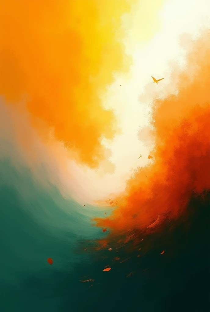 Generate image use these colors deep saffron (kesari) at the top, white in the middle and dark green at the bottom colors are thrown