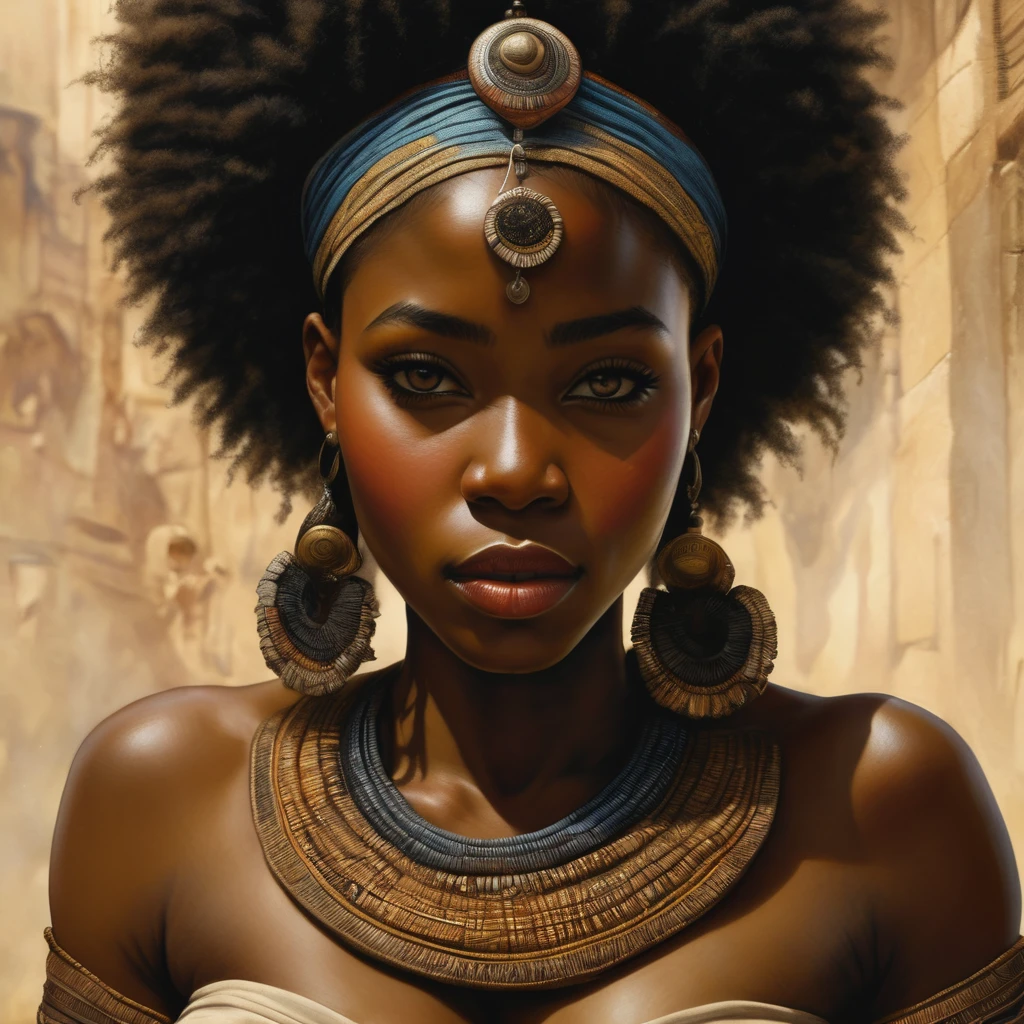 Complete and complete view of a Beautiful tribal dance of very beautiful black African women with perfect realistic and detailed faces, perfect feet and hands by Jean-Baptiste Monge