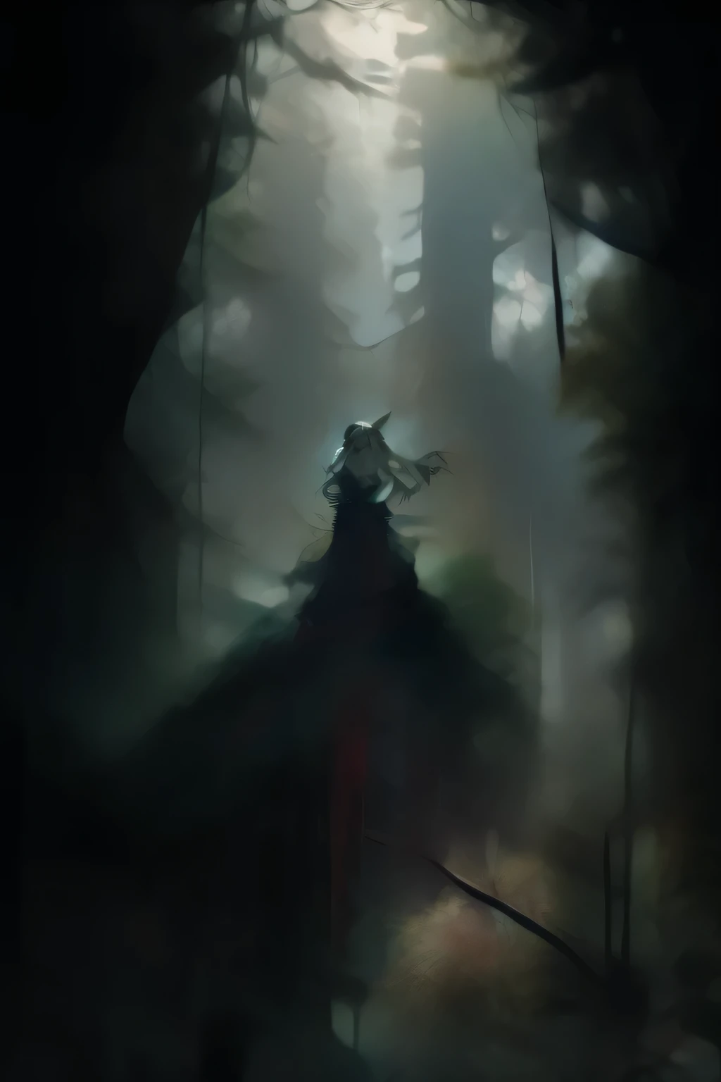 masterpiece, Highest quality, Very detailed, Abstract、Full body photo, Cowboy Shot, Three-part method, darkness, Shine, green, High saturation、sketch、Handwriting、watercolor、Blurred、Focus on the eyes、、, in the forest、dark Knight, Mecha, anger, Glare, magician, Right facing, Bob Hair, Green hair, Clear green eyes, Complex and detailed eyes、puppet, GreenWhite Skin, , Plump, Frilly clothes, ribbon, gradient green color background, With the meteor shower, city, At night, Gothic atmosphere, 3D Rendering,