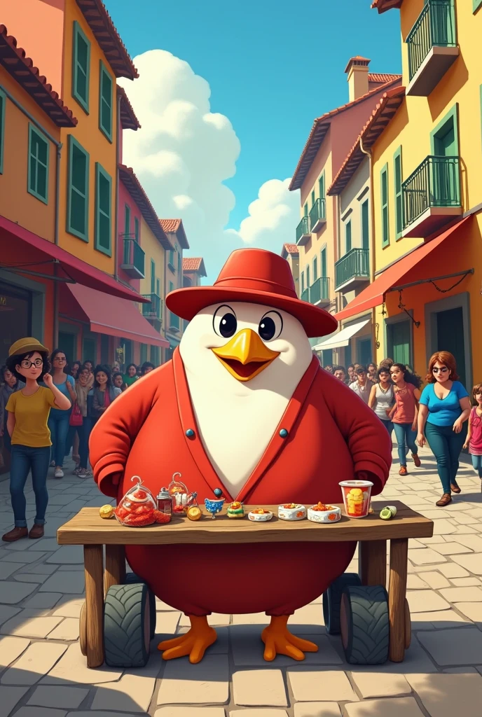 Fat Condorito from the town selling