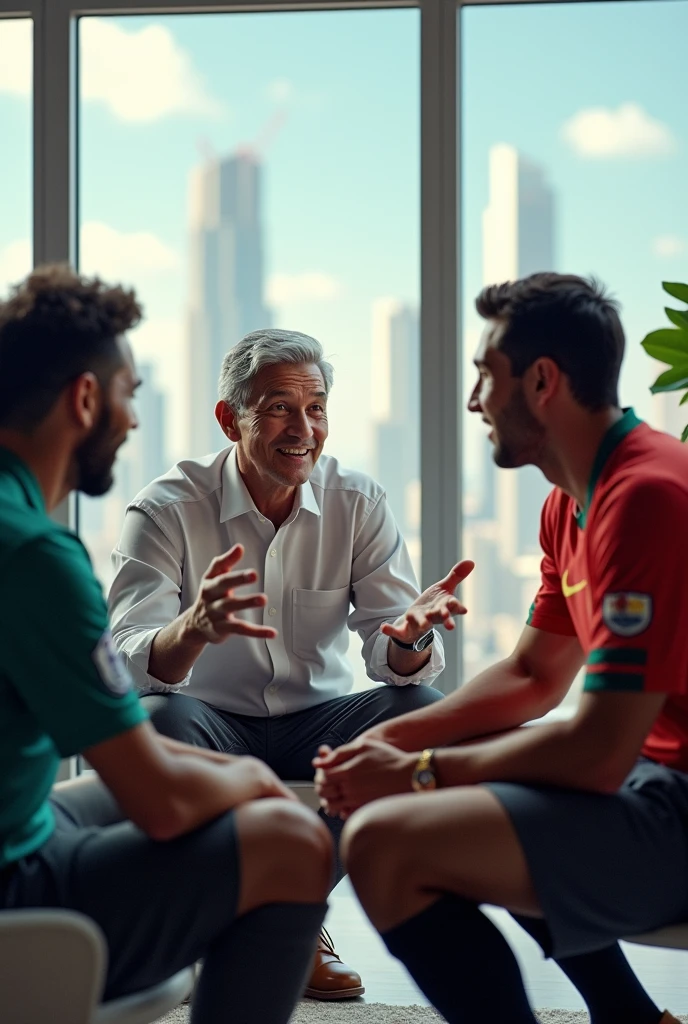 Dr yunus with messi and ronaldo
