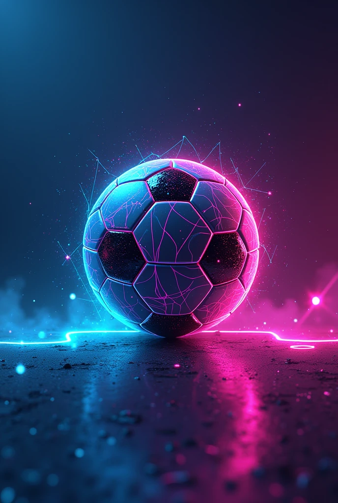 Create a soccer logo for social media with the name "BETWEEN LINES" in magenta and cyan colors