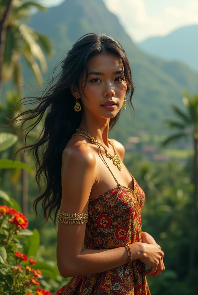 Create country Indonesia as a woman (realistic)