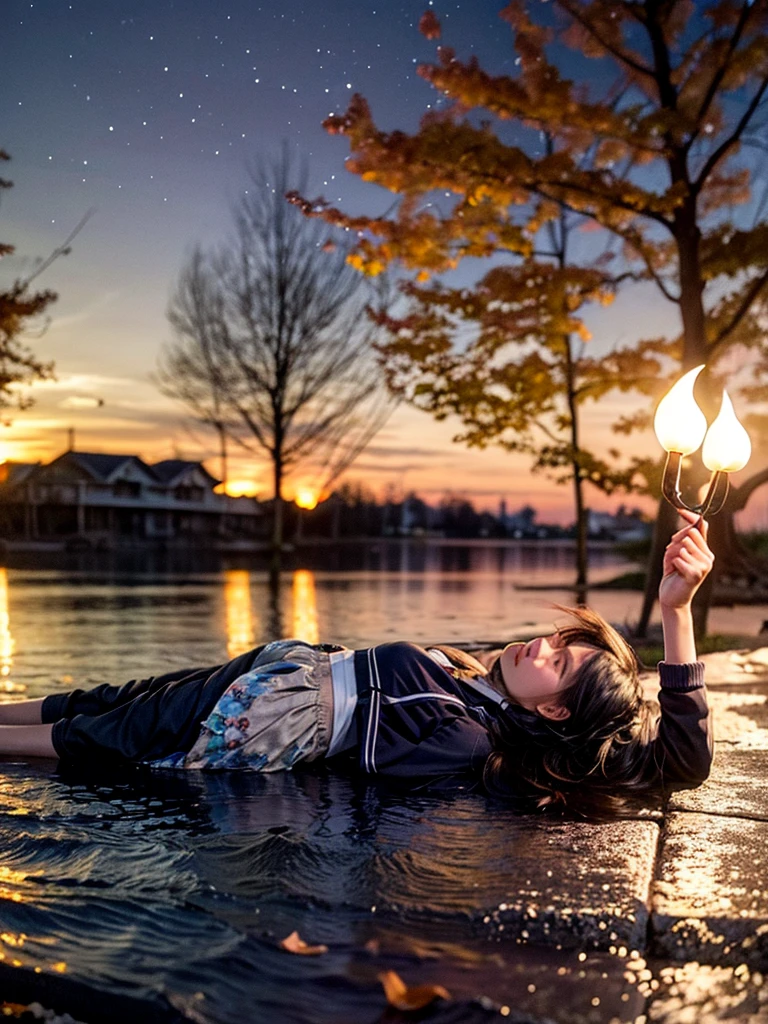 Silver candle autumn light cold painting screen,Light Luo small fan fluttering firefly。
The night sky on the street is cool as water.,Lie down and watch Morning Glory Vega。