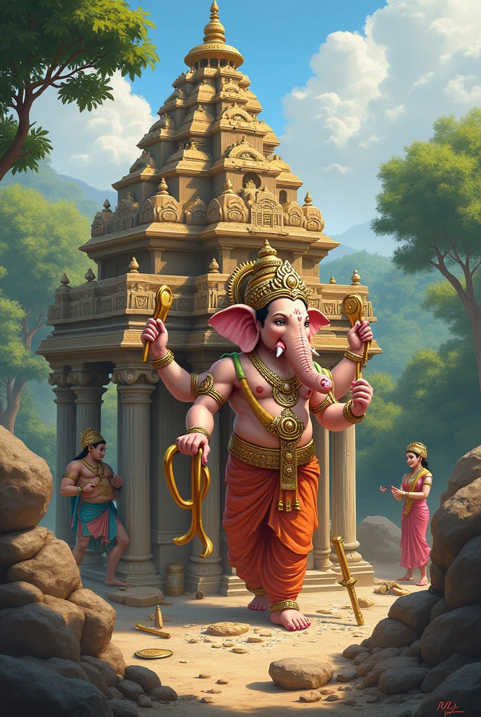 Ganesh ji making a tempal 