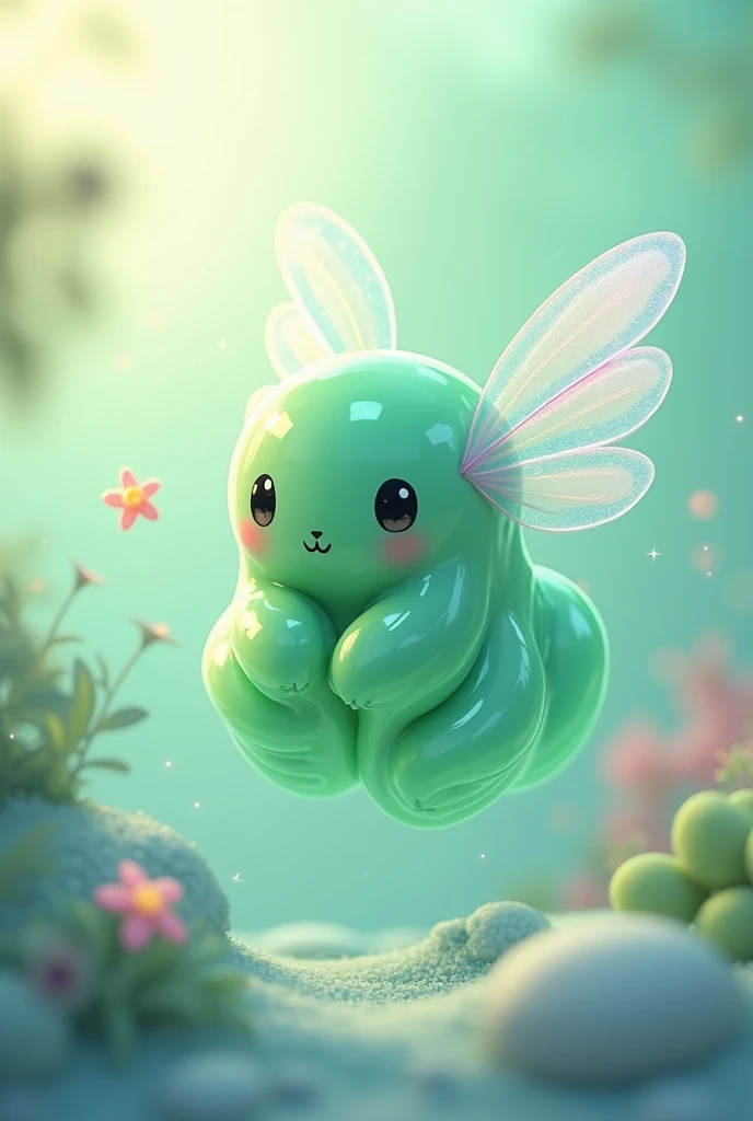 Green slime with cute spirit wings