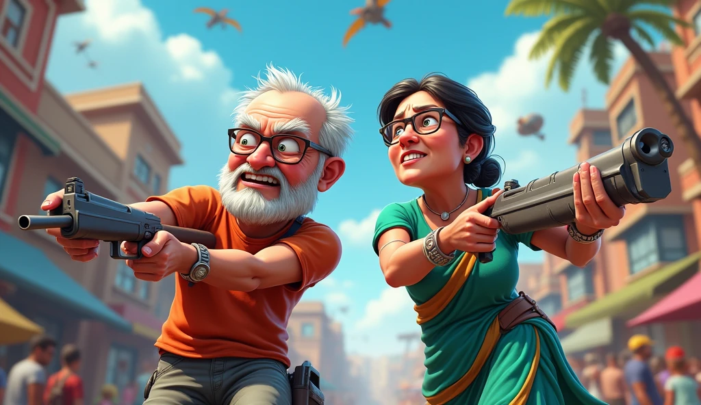 Make a funny bgmi noob gameplay YouTube live thumbnail for NOOB UNCLE AUNTIE