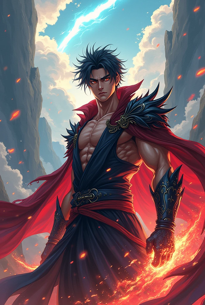 son Goku,Goku face,black orange kimono,hand cross,fuzzy background,angry expression,cartoon,rope tied on his waist, masterpiece,8k resolution , muscular