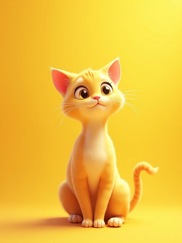 A curious cat, yellow background ar--1:1