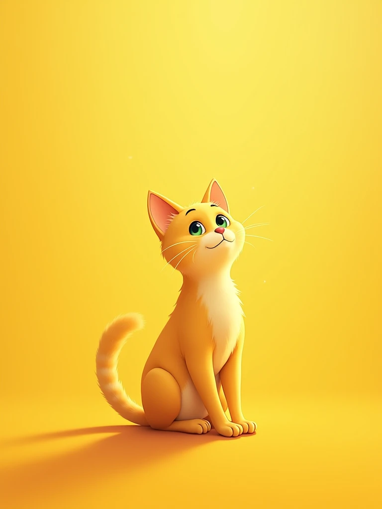 A curious cat, yellow background ar--1:1
