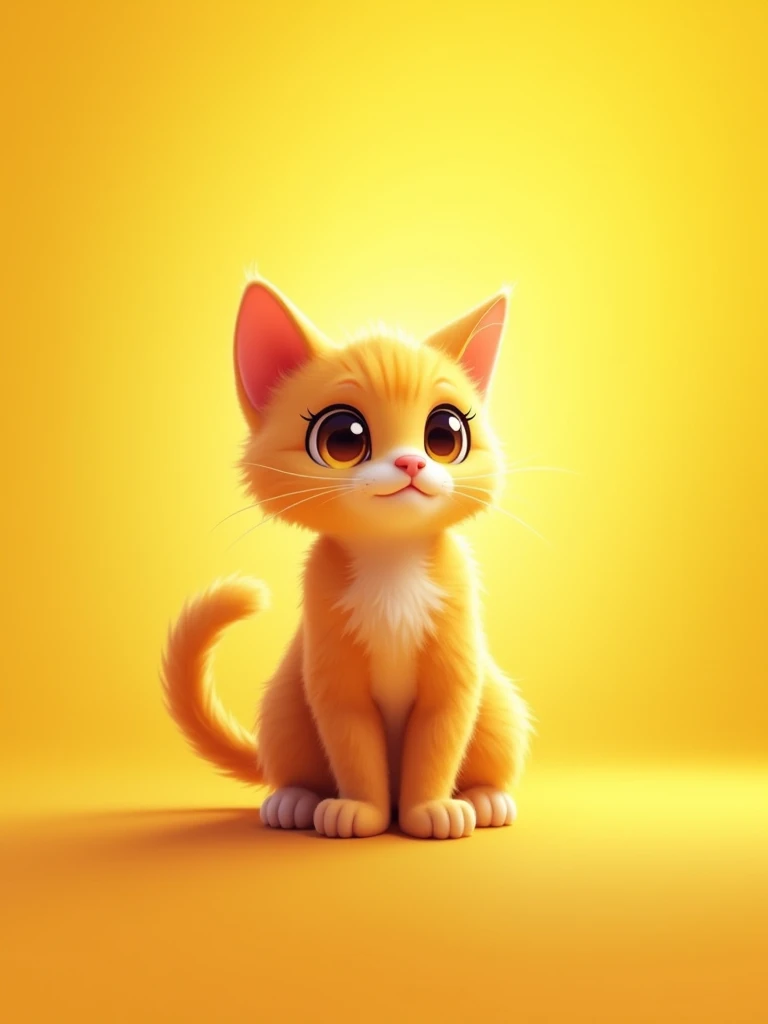 A curious cat, yellow background ar--1:1