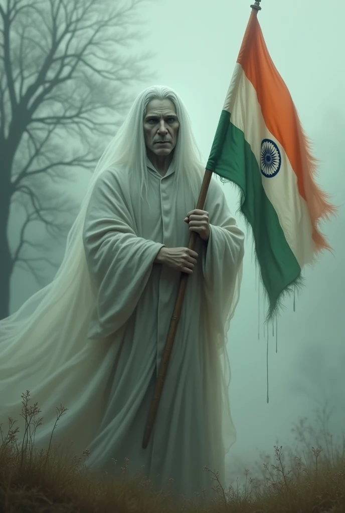 SIMON GHOST RILEY holding an INDIAN FLAG