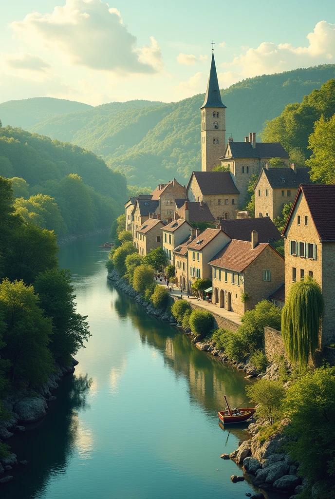 Write in French " Entre-Deux-Guiers " on a river 