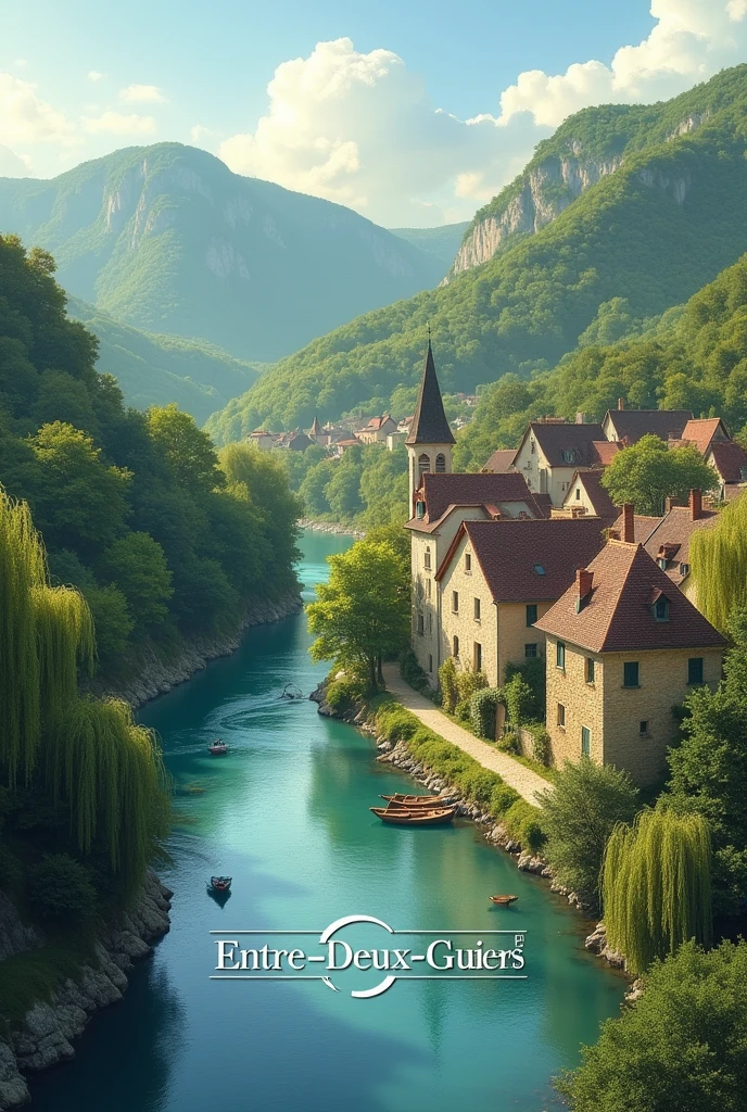 Write in French " Entre-Deux-Guiers " on a river