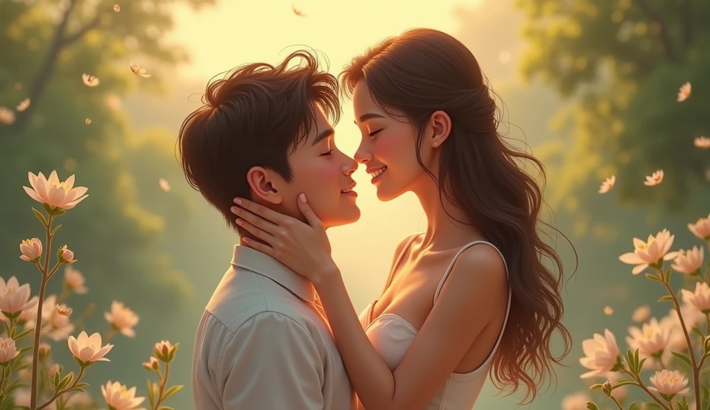 A girl with his bf enjoys