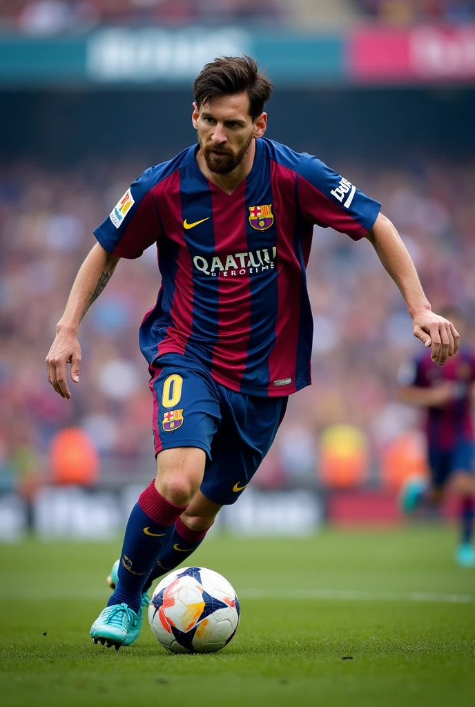 Create a list of photos of Messi with Barcelona