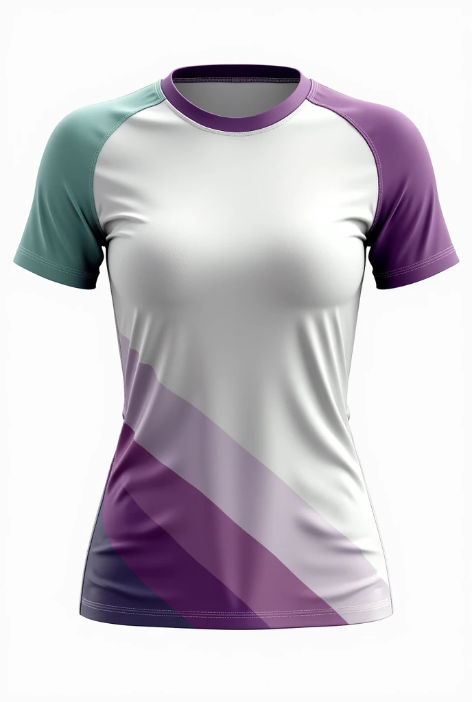 Create a design for a t-shirt that will be used in the women's race where the sponsors are Profamilia and Caiclos. The background should be white, Profamilia's colors are green and purple, and Caiclos' color is purple., that the design is already reflected in a t-shirt but that it is only the t-shirt on the front and back that the t-shirt is not on any model of the t-shirt that only the back is seen